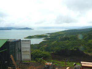 The condominium site, high up the hillsides, has views past the eastern end of the lake to the Arenal Volcano.